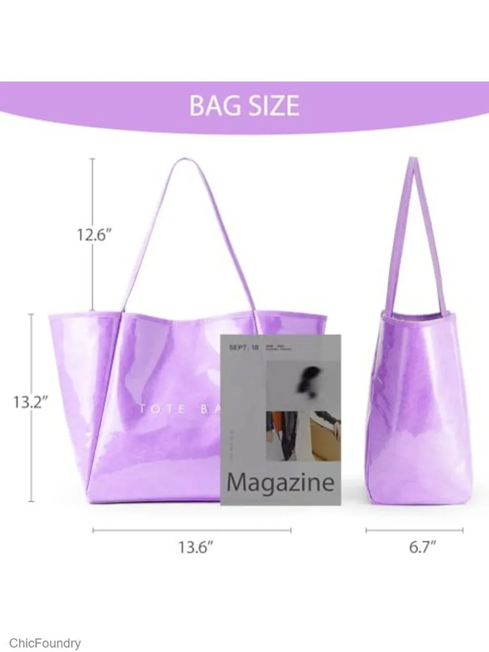 Women's Large PVC Tote Bag Waterproof Kraft Paper Beach Travel Purse